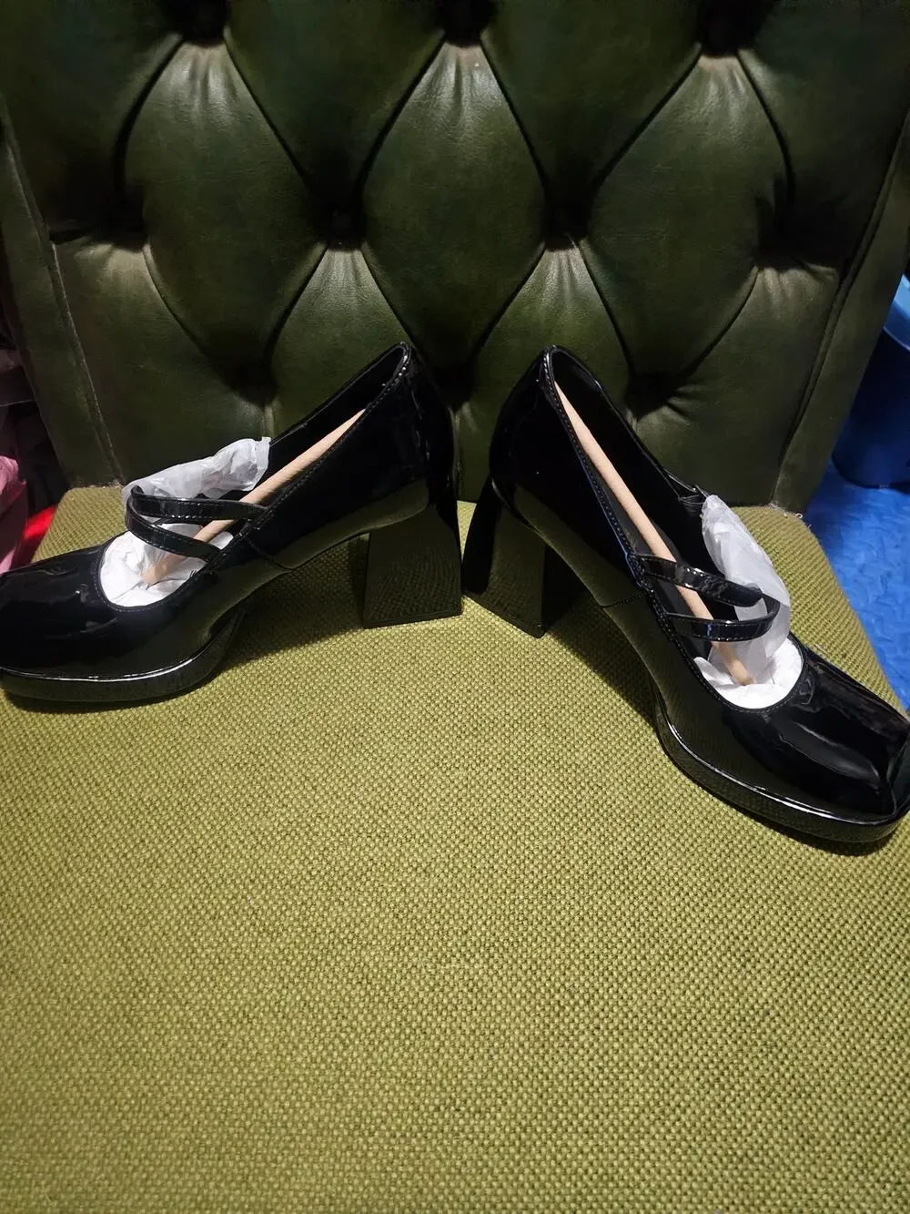 Women's Platform Mary Jane High Chunky Closed Toe Block Square Size 10 NIB Black